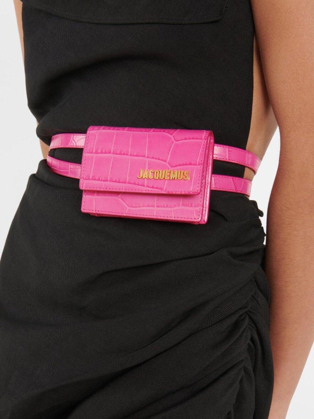Jacquemus Women's Pink La Ceinture Bello Croc-effect Leather Belt Bag